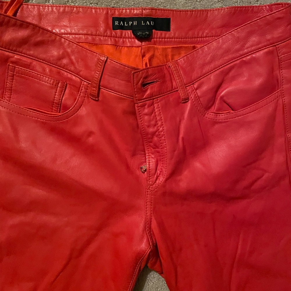 Ralph Lauren orange Leather Pants - Picture 2 of 5